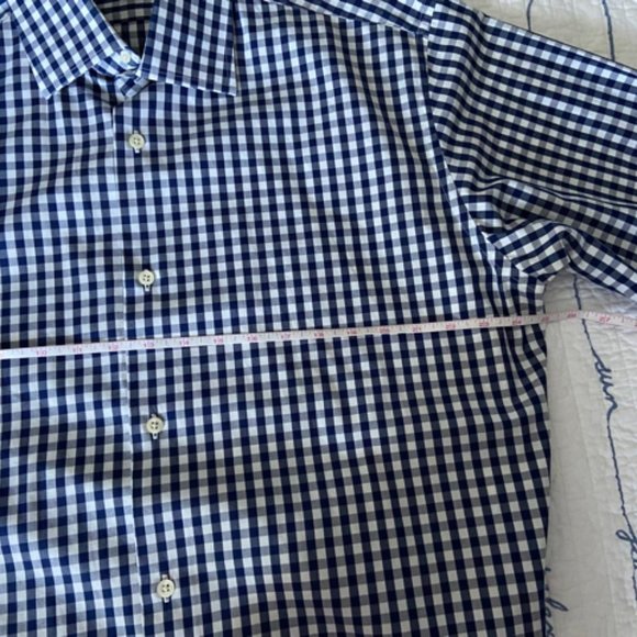 Banana Republic Blue Checked Men's Dress Shirt with French Cuffs Sz XL EUC - Picture 6 of 14